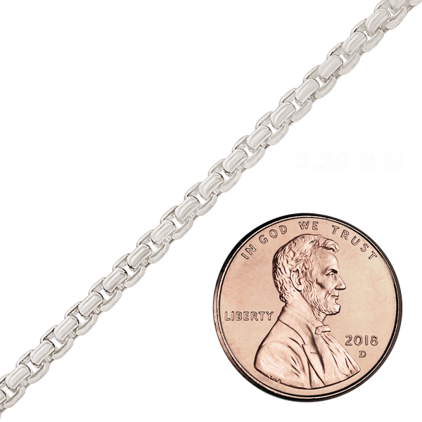 Bulk / Spooled Round Box Chain in Platinum (1.60 mm - 3.20 mm)