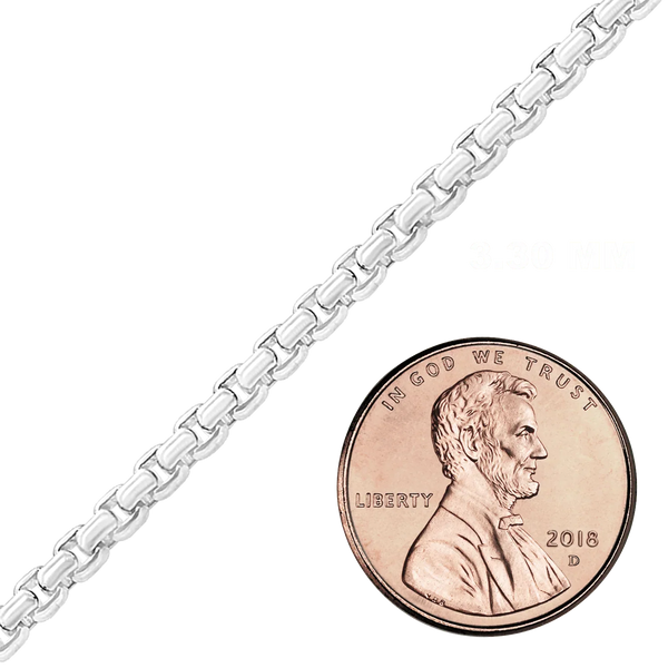 Bulk / Spooled Round Box Chain in Sterling Silver (1.60 mm - 4.00 mm)
