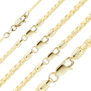 Finished Round Box Necklace in 14K Yellow Gold