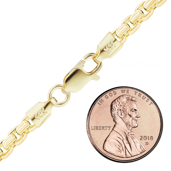 Finished Round Box Necklace in 14K Yellow Gold