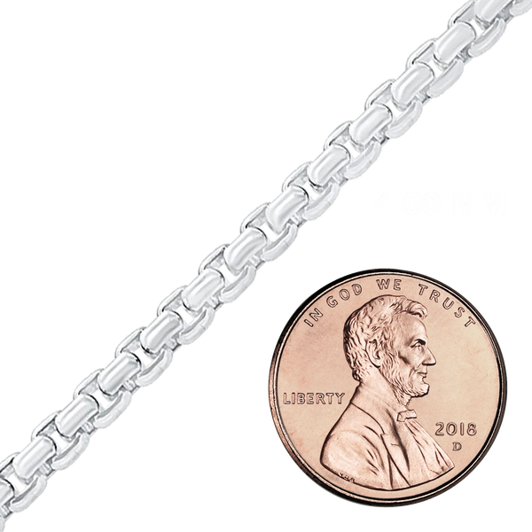 Bulk / Spooled Round Box Chain in Sterling Silver (1.60 mm - 4.00 mm)