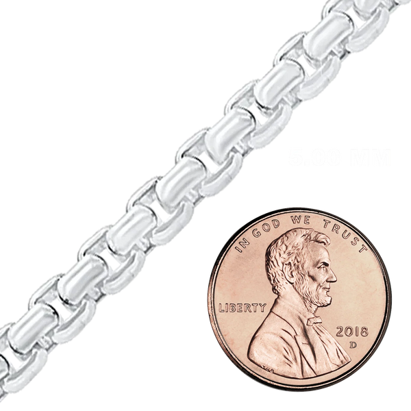 Bulk / Spooled Round Box Chain in Sterling Silver (1.60 mm - 4.00 mm)