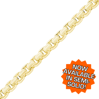 Bulk / Spooled Semi-Solid Round Box Chain in 14K Yellow Gold (2.00 mm - 3.30 mm)
