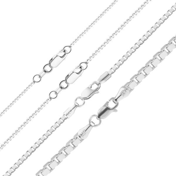 Bleecker St. Box Necklace in 14K White Gold
