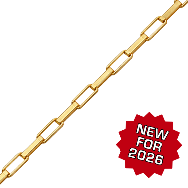 Bulk / Spooled Elongated (Inka) Box Chain in 14K Gold-Filled (1.30 mm - 2.10 mm)