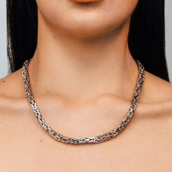 Times Square Byzantine Chain Necklace in Sterling Silver