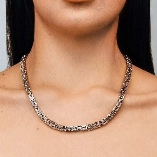 Times Square Byzantine Chain Necklace in Sterling Silver
