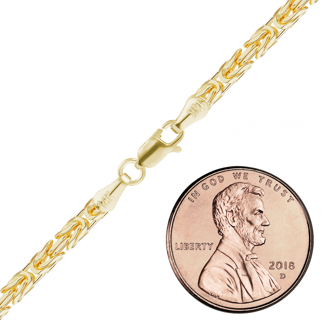 Finished Handmade Byzantine Anklet in 14K Yellow Gold