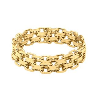 St. Marks Pl. Bizmark Chain Ring in 14K Yellow Gold