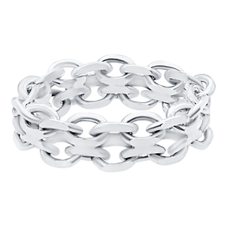 Broome St. Bizmark Chain Ring in Sterling Silver