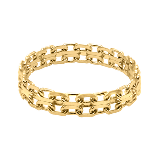 St. Marks Pl. Bizmark Chain Ring in 14K Yellow Gold