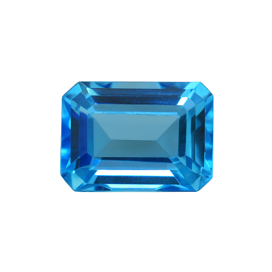 Emerald Shape Blue Topaz - December Birthstones