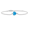 Diamond or Gemstone Heart Bezel Charm in 14K White Diamond Cut Cable Bracelet