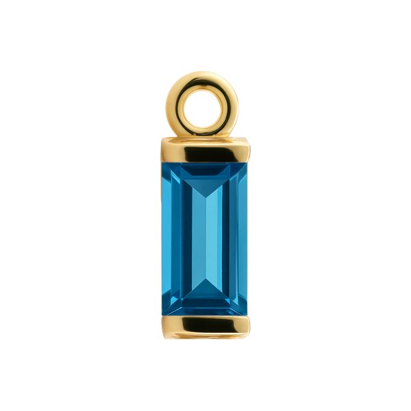 Diamond or Gemstone Baguette Bezel Drop Charm in 14K Yellow Gold