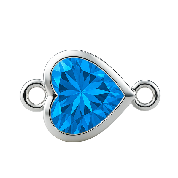 Diamond or Gemstone Heart Bezel Bracelet/Necklace Charm in 14K White Gold