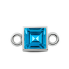 Diamond or Gemstone Square Bezel Bracelet/Necklace Charm in 14K White Gold