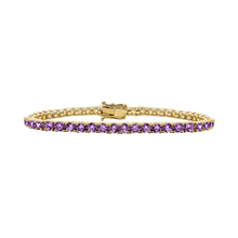 Load image into Gallery viewer, Tennis Bracelet with Amethyst Stones (February Birthstones) in 14K Gold (1.75 mm - 4.0 mm)
