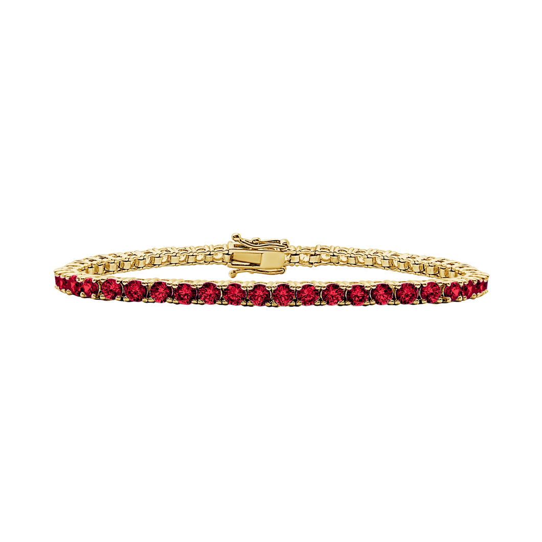 Tennis Bracelet with Garnet Stones (January Birthstones) in 14K Gold (1.75 mm - 4.0 mm)