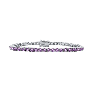 Tennis Bracelet with Alexandrite Stones (June Birthstones) in 18K Gold (1.75 mm - 4.0 mm)