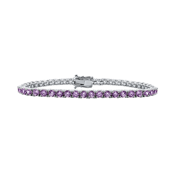 Tennis Bracelet with Alexandrite Stones (June Birthstones) in 18K Gold (1.75 mm - 4.0 mm)
