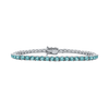 Tennis Bracelet with Aquamarine Stones (March Birthstones) in 14K Gold (1.75 mm - 4.0 mm)