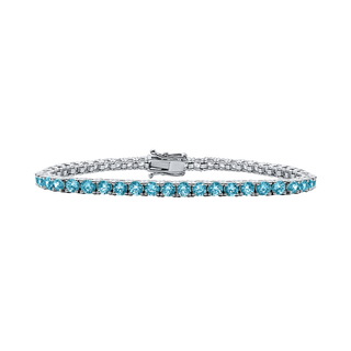 Tennis Bracelet with Blue Topaz Stones (December Birthstones) in 18K Gold (1.75 mm - 4.0 mm)