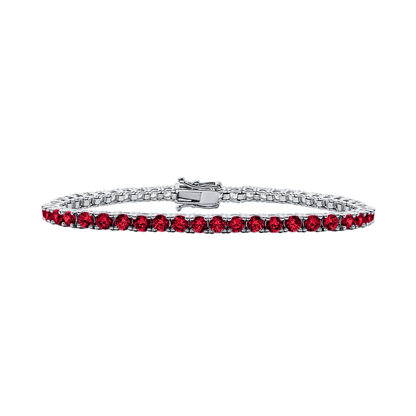 Tennis Bracelet with Garnet Colored CZ in Sterling Silver (2 mm - 4 mm)