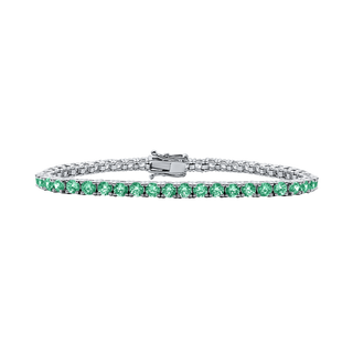 Tennis Bracelet with Emerald Stones (May Birthstones) in 18K Gold (1.75 mm - 4.0 mm)