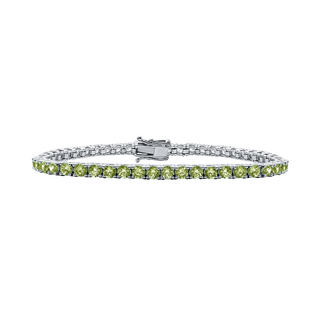 Tennis Bracelet with Peridot Stones (August Birthstones) in 18K Gold (1.75 mm - 4.0 mm)