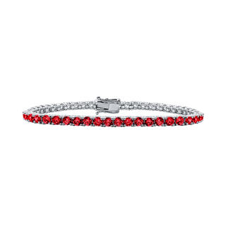 Tennis Bracelet with Ruby Stones (July Birthstones) in 18K Gold (1.75 mm - 4.0 mm)