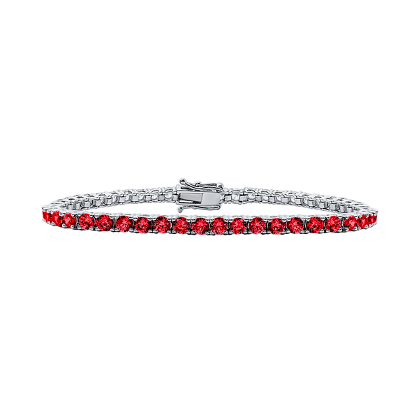 Tennis Bracelet with Ruby Stones (July Birthstones) in 18K Gold (1.75 mm - 4.0 mm)