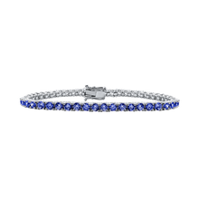 Load image into Gallery viewer, Tennis Bracelet with Sapphire Colored CZ in Sterling Silver (2 mm - 4 mm)
