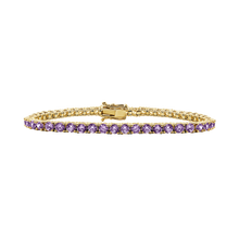 Load image into Gallery viewer, Tennis Bracelet with Alexandrite Stones (June Birthstones) in 14K Gold (1.75 mm - 4.0 mm)
