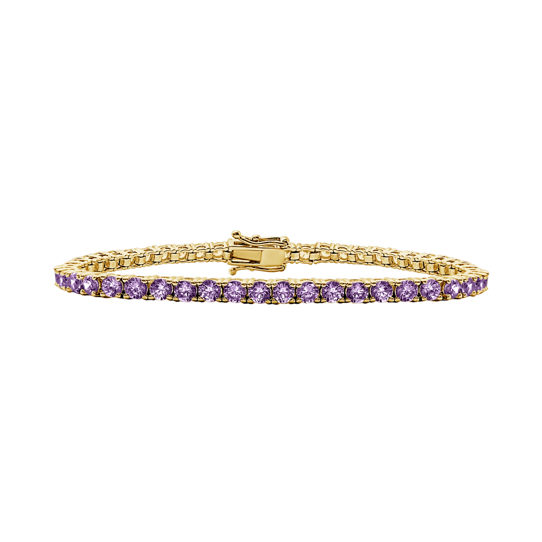 Tennis Bracelet with Alexandrite Stones (June Birthstones) in 14K Gold (1.75 mm - 4.0 mm)