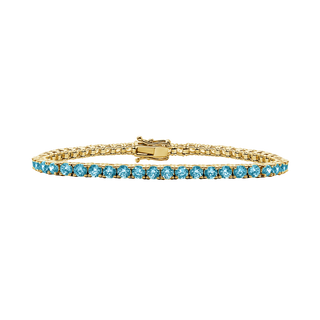 Tennis Bracelet with Blue Topaz Stones (December Birthstones) in 18K Gold (1.75 mm - 4.0 mm)