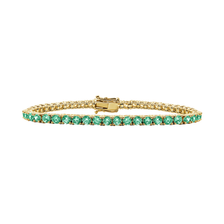 Tennis Bracelet with Emerald Stones (May Birthstones) in 18K Gold (1.75 mm - 4.0 mm)