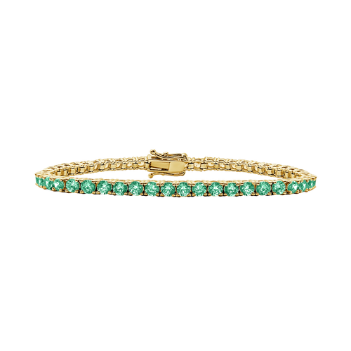 Tennis Bracelet with Emerald Stones (May Birthstones) in 14K Gold (1.75 mm - 4.0 mm)