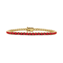 Load image into Gallery viewer, Tennis Bracelet with Ruby Stones (July Birthstones) in 14K Gold (1.75 mm - 4.0 mm)
