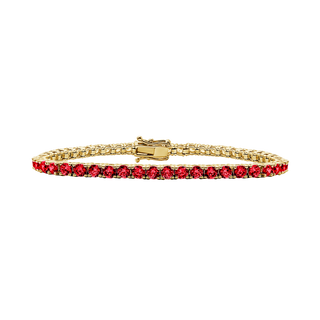 Tennis Bracelet with Ruby Stones (July Birthstones) in 18K Gold (1.75 mm - 4.0 mm)