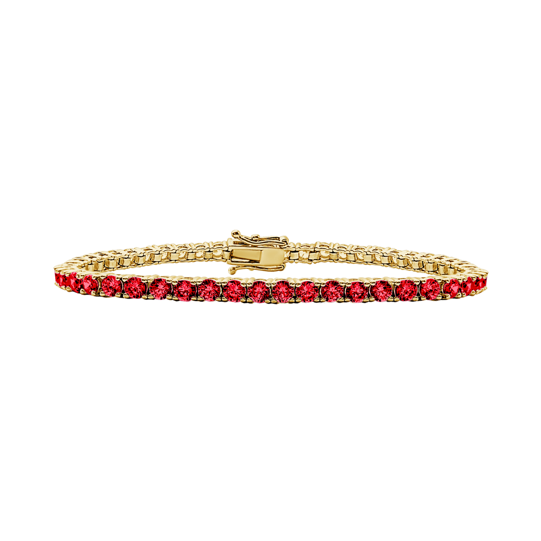 Tennis Bracelet with Ruby Stones (July Birthstones) in 14K Gold (1.75 mm - 4.0 mm)
