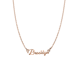 Modern Script Laser Cut Out Necklace in 14K Rose Gold