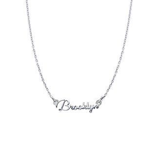 Modern Script Laser Cut Out Necklace in 14K White Gold