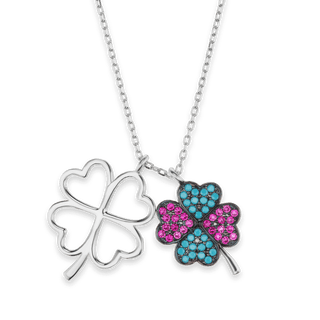 4 Leaf Clover Necklace in Sterling Silver (22 x 16 mm)