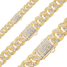 Load image into Gallery viewer, Finished Handmade Cuban Curb Necklace with Diamonds in 14K Yellow Gold
