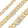 Finished Handmade Cuban Curb Bracelet with Diamonds in 14K Yellow Gold