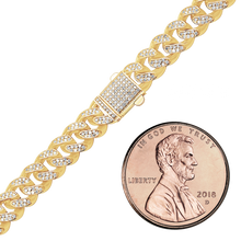Load image into Gallery viewer, Finished Hollow Cuban Curb Bracelet with Diamonds in 14K Yellow Gold
