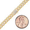 Finished Handmade Semi-Solid Cuban Curb Necklace with Diamonds in 14K Yellow Gold