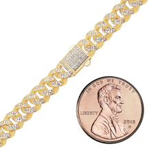 Load image into Gallery viewer, Finished Cuban Curb Bracelet with Diamonds in 14K Yellow Gold
