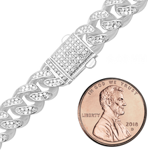 Load image into Gallery viewer, Finished Cuban Curb Necklace with CZ in Sterling Silver
