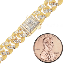 Load image into Gallery viewer, Finished Cuban Curb Bracelet with Diamonds in 14K Yellow Gold

